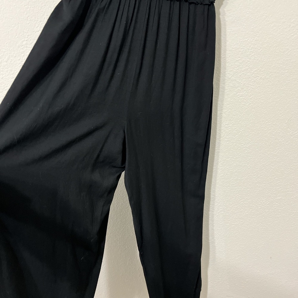 Altar'd State Black Ruffle Wide Leg Jumpsuit Women XL Y2K Boho Spaghetti Strap - Picture 7 of 7